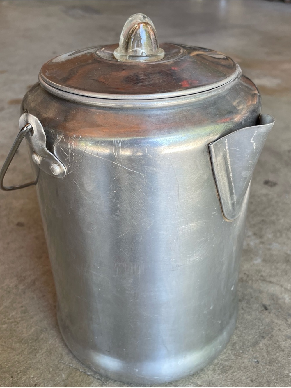 Vtg 20 Cup Aluminum Coffee Pot Percolator w/ Bail Handle Camping Complete